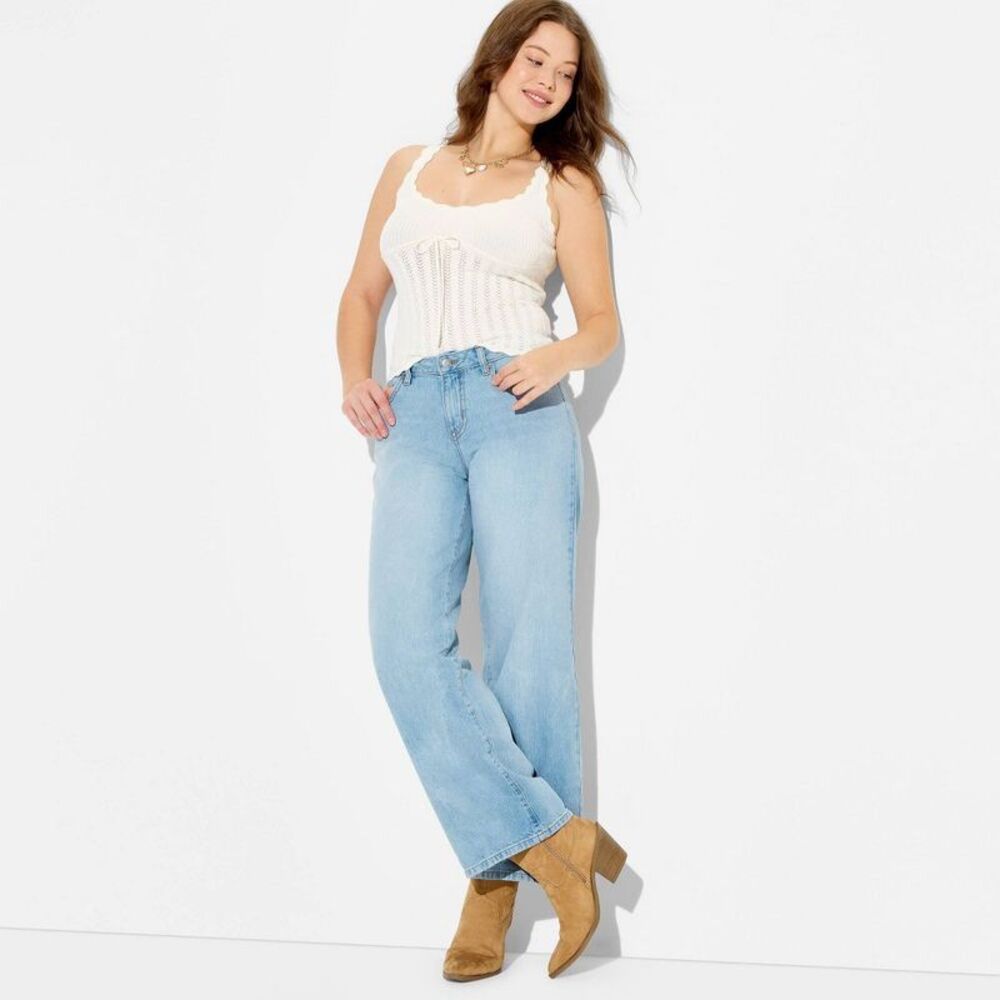 Women's Low-Rise Baggy Curvy Jeans - Wild Fable Blue Denim 14